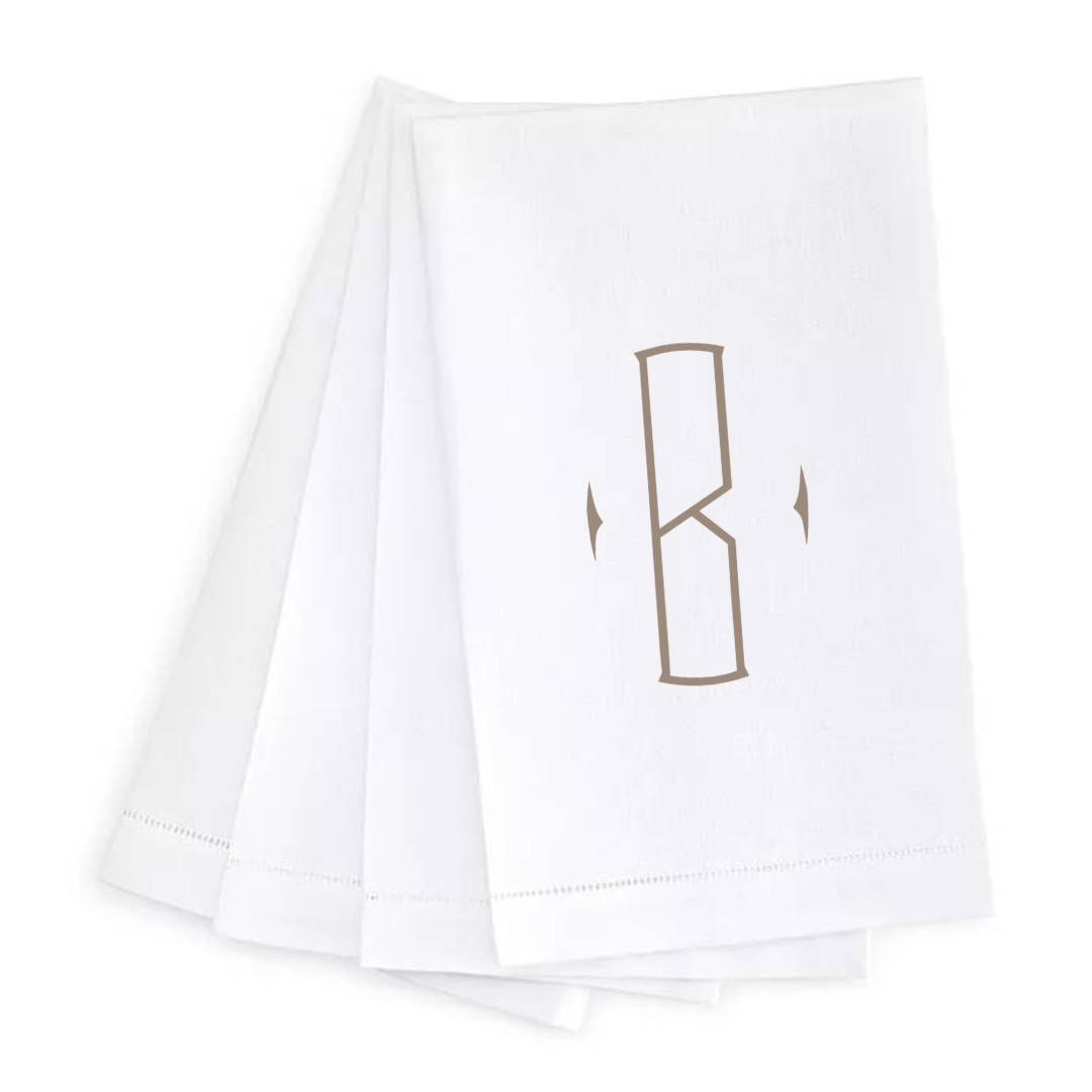 Letter Linen Guest Towel- Set of 4