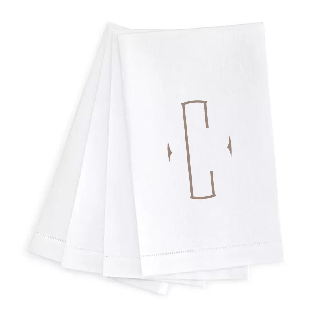 Letter Linen Guest Towel- Set of 4