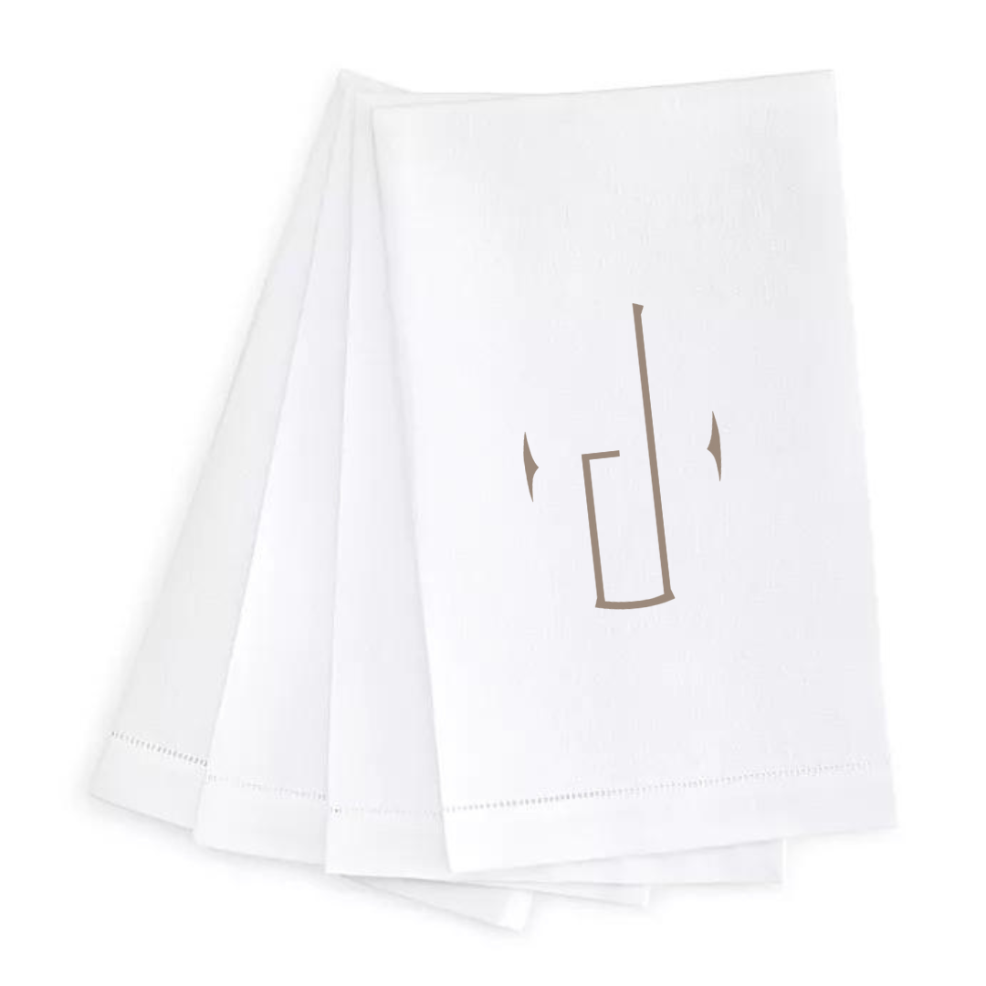 Letter Linen Guest Towel- Set of 4