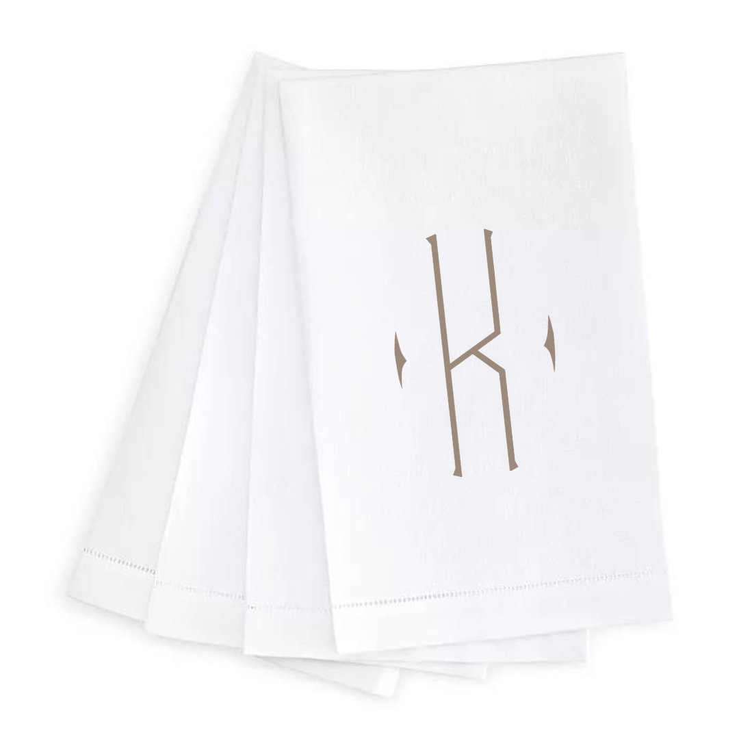 Letter Linen Guest Towel- Set of 4