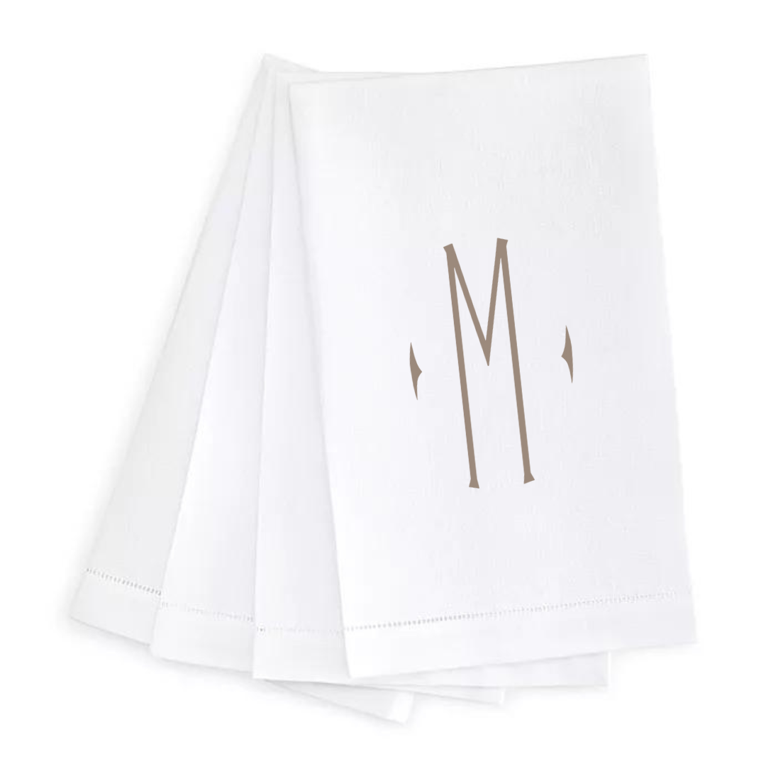 Letter Linen Guest Towel- Set of 4