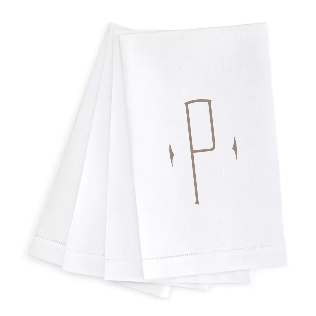 Letter Linen Guest Towel- Set of 4