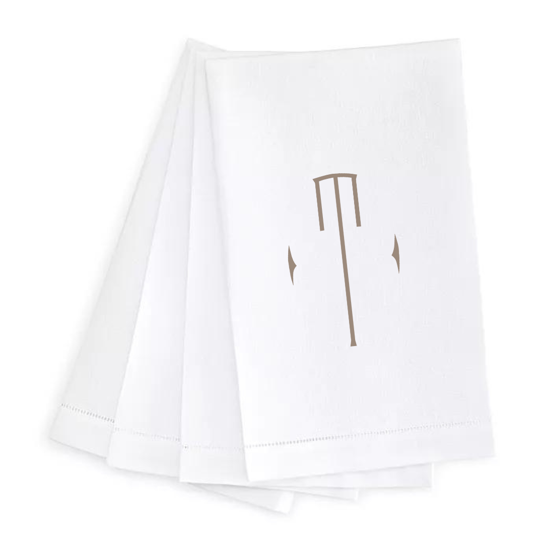 Letter Linen Guest Towel- Set of 4