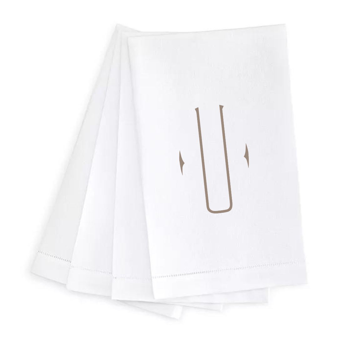 Letter Linen Guest Towel- Set of 4