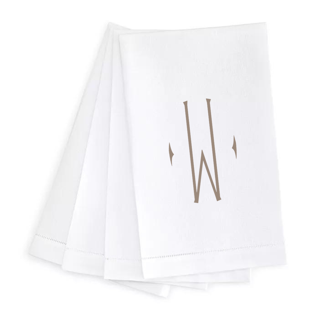 Letter Linen Guest Towel- Set of 4