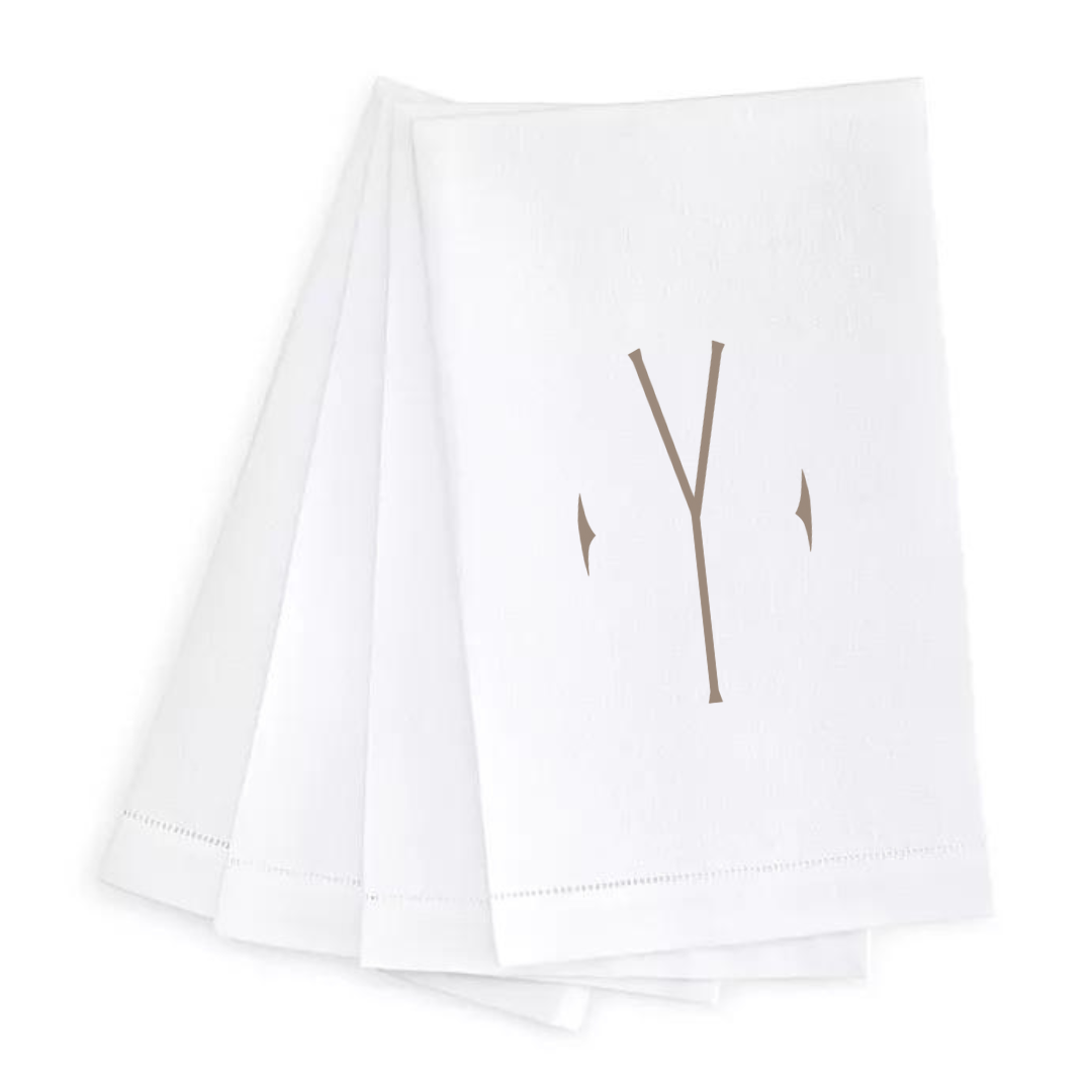 Letter Linen Guest Towel- Set of 4