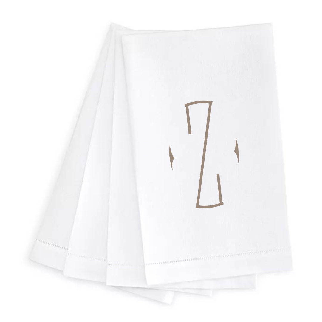 Letter Linen Guest Towel- Set of 4