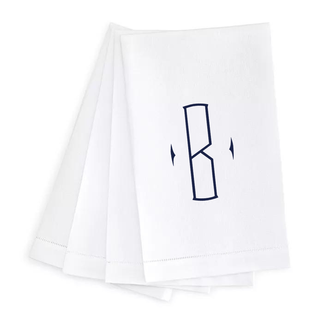 Letter Linen Guest Towel- Set of 4