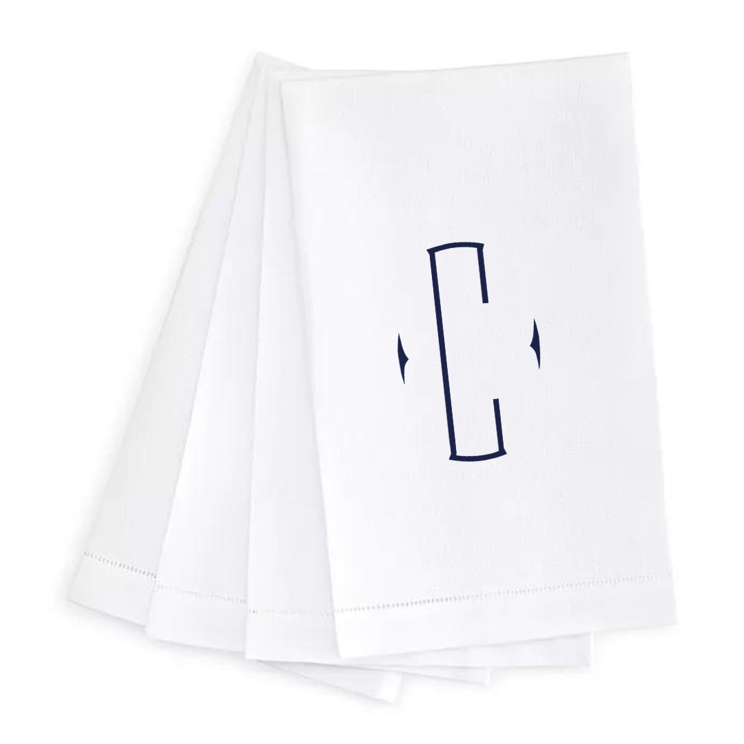 Letter Linen Guest Towel- Set of 4