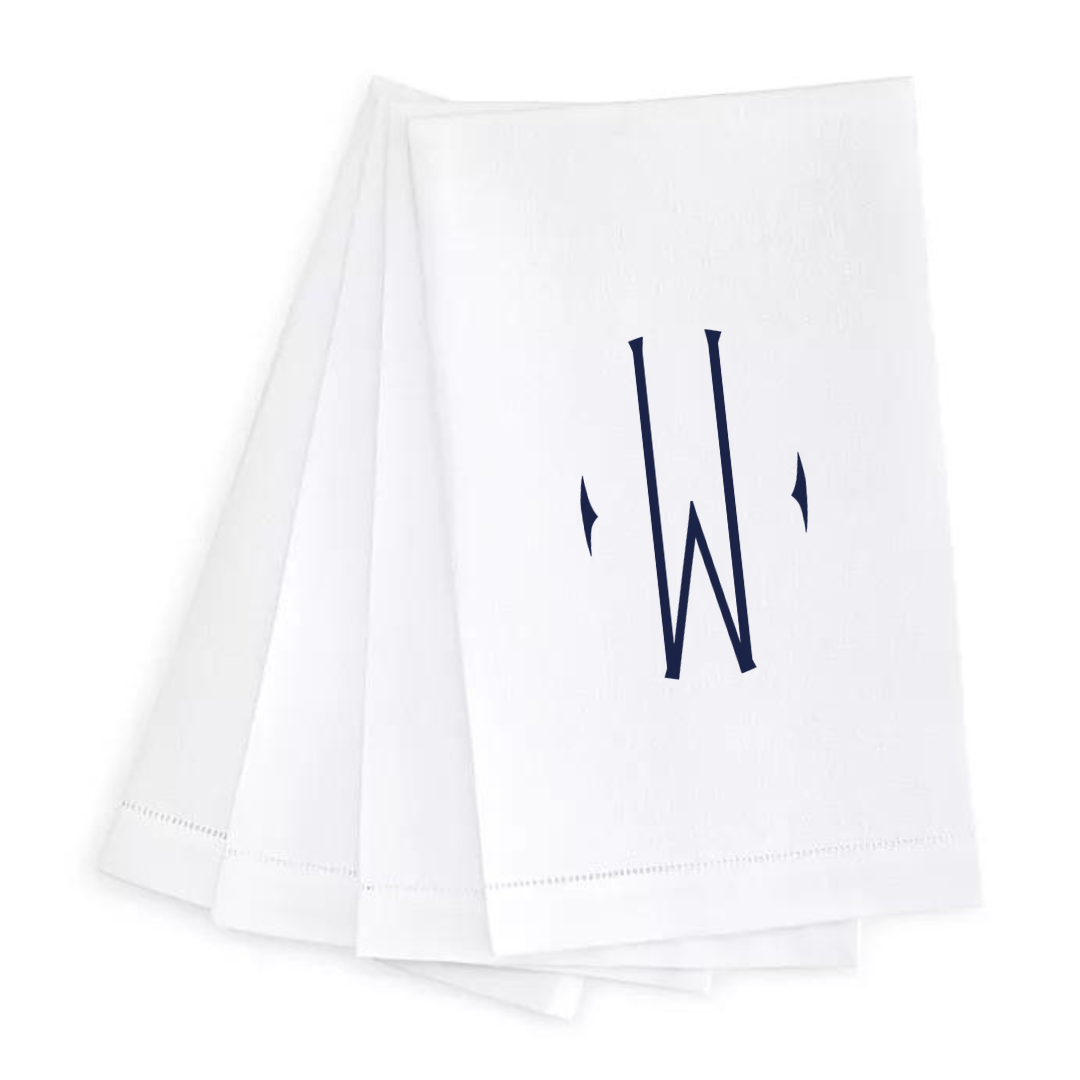 Letter Linen Guest Towel- Set of 4