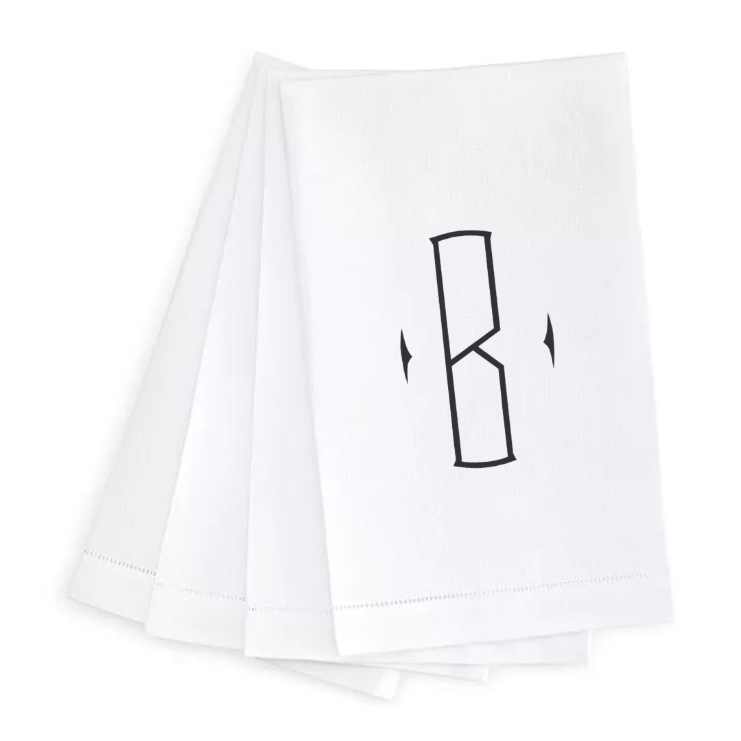 Letter Linen Guest Towel- Set of 4