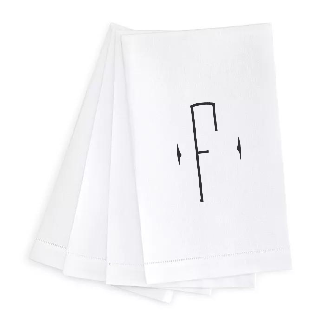 Letter Linen Guest Towel- Set of 4