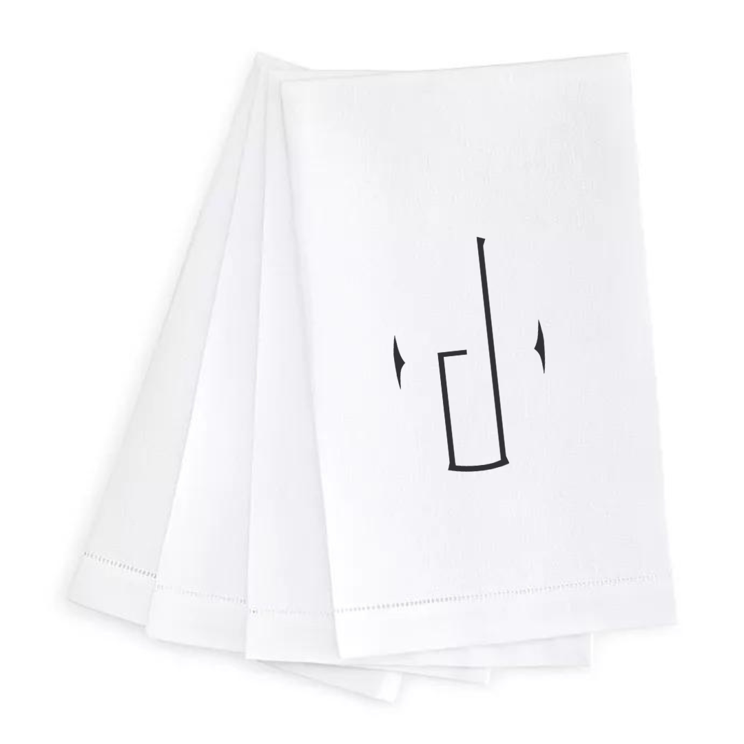 Letter Linen Guest Towel- Set of 4