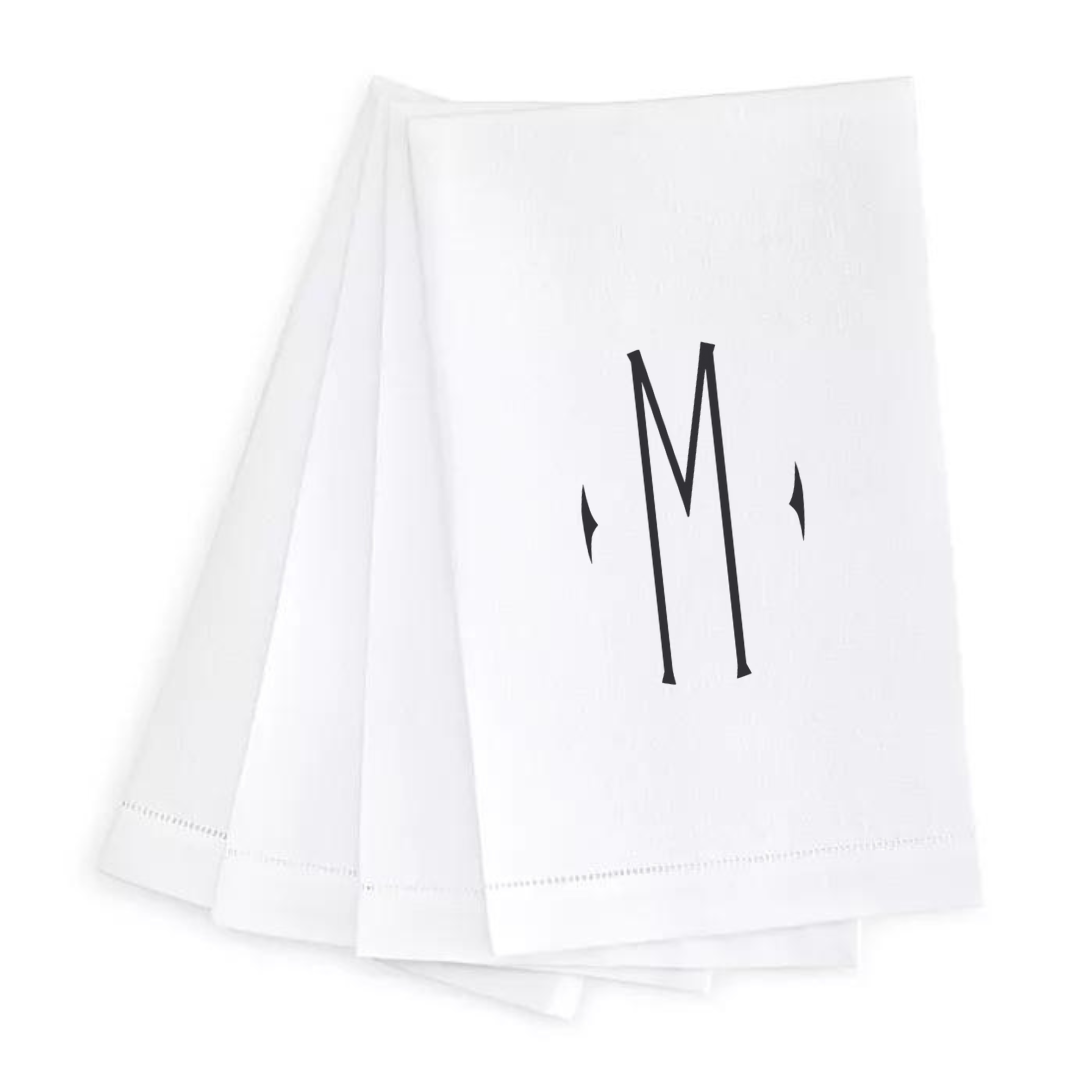 Letter Linen Guest Towel- Set of 4