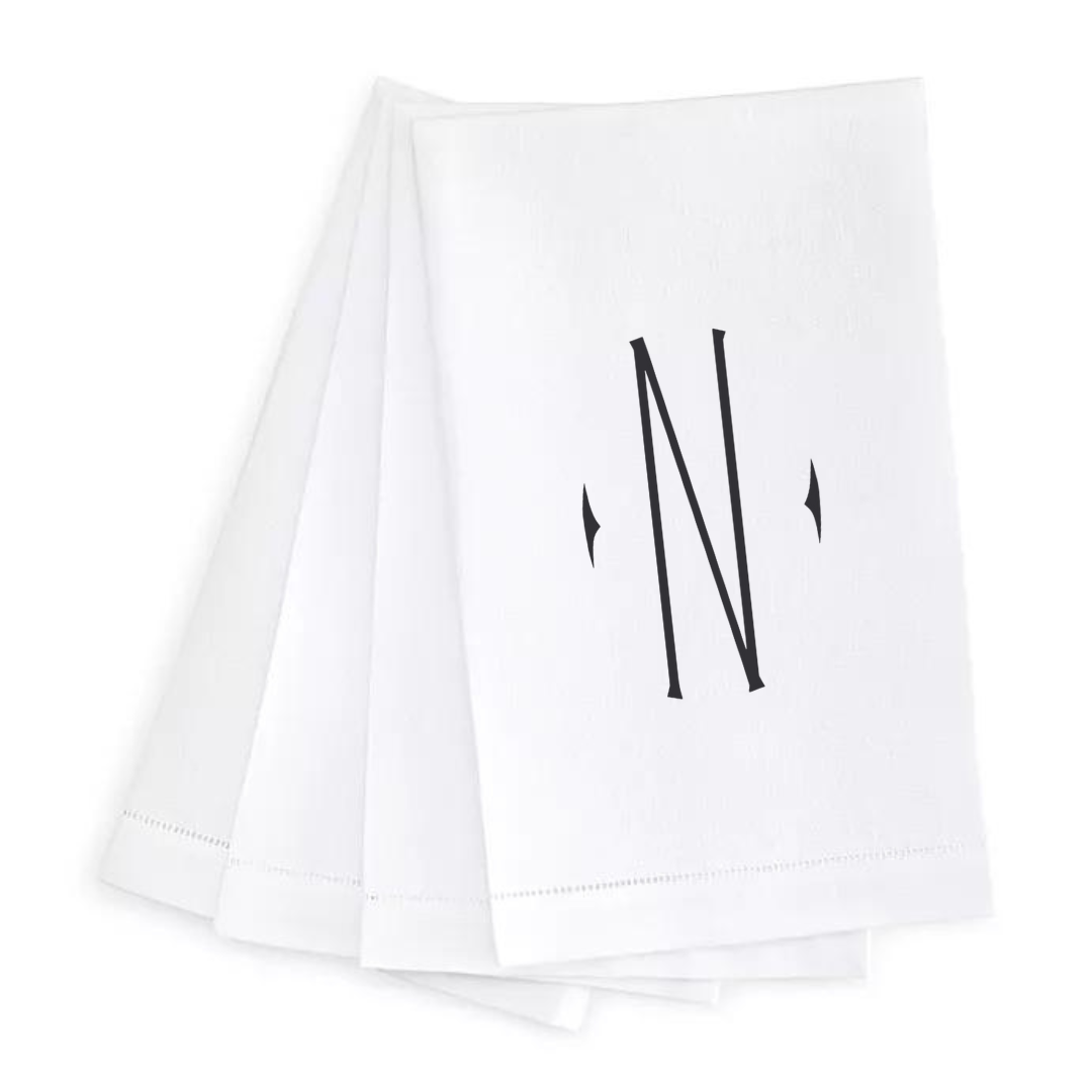 Letter Linen Guest Towel- Set of 4