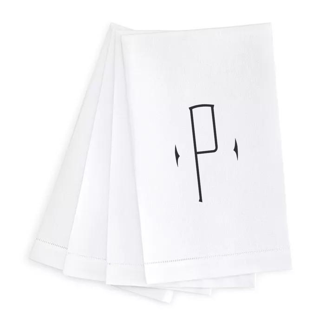 Letter Linen Guest Towel- Set of 4