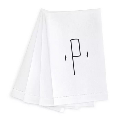 Letter Linen Guest Towel- Set of 4