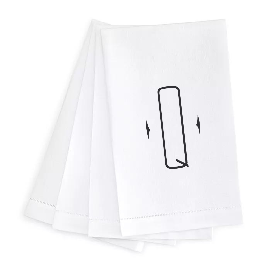 Letter Linen Guest Towel- Set of 4