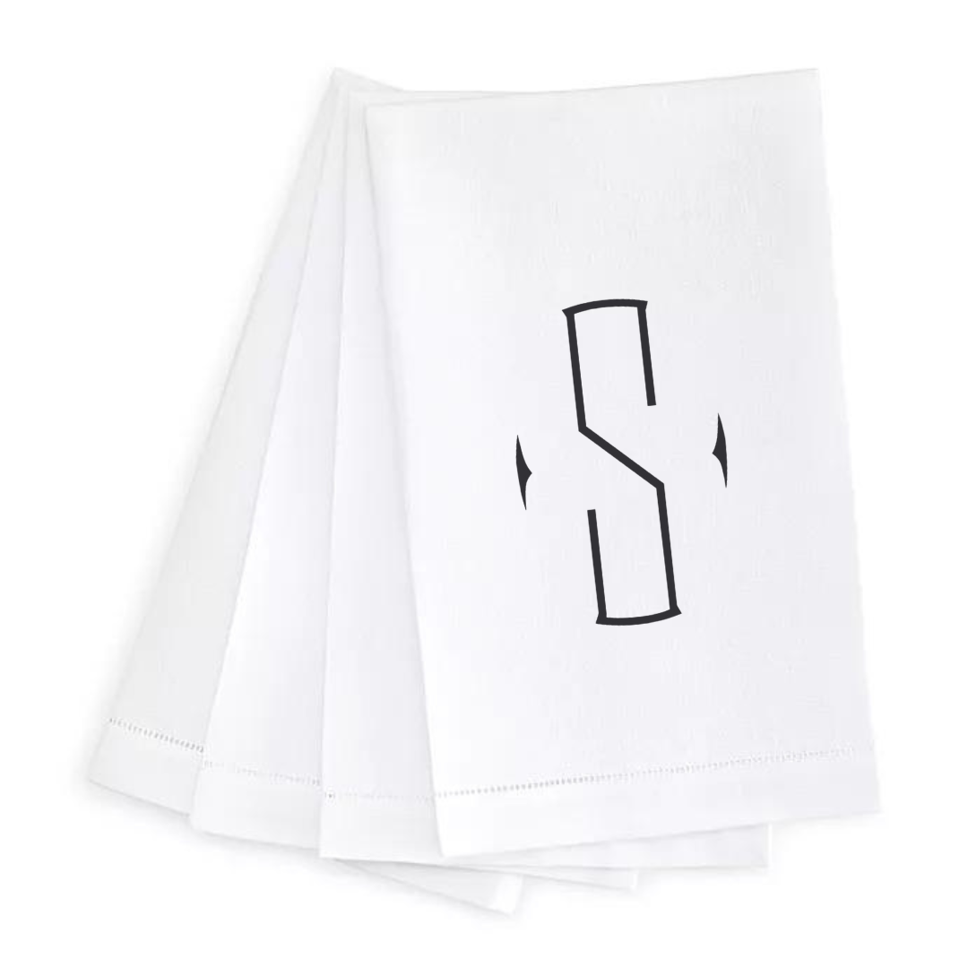 Letter Linen Guest Towel- Set of 4