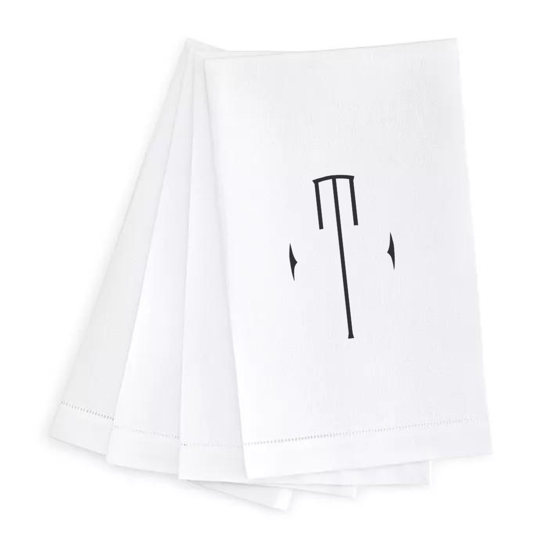 Letter Linen Guest Towel- Set of 4