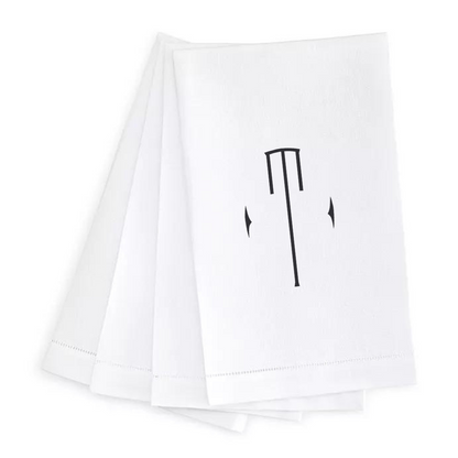 Letter Linen Guest Towel- Set of 4