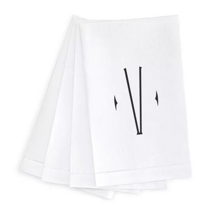 Letter Linen Guest Towel- Set of 4