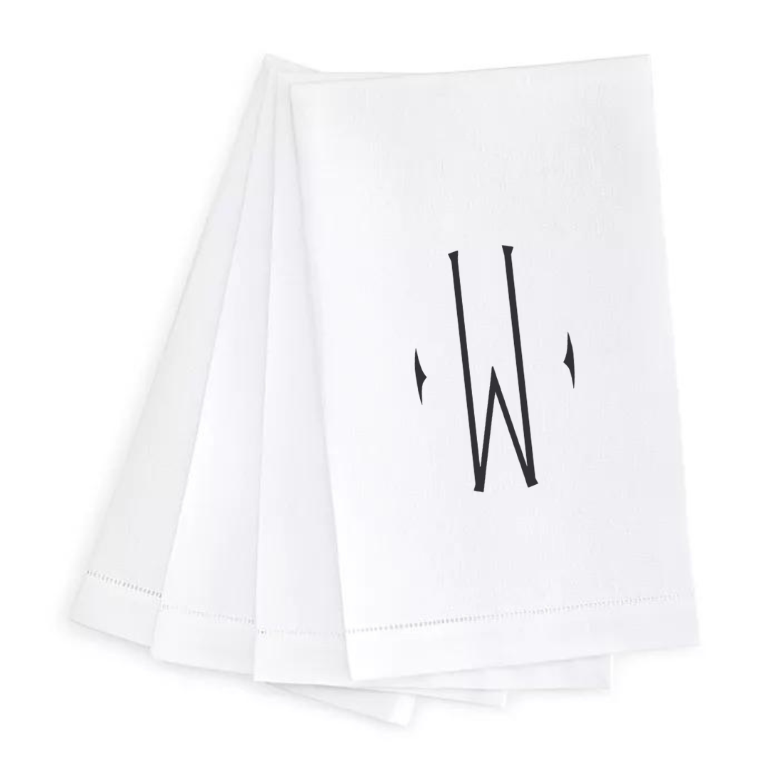 Letter Linen Guest Towel- Set of 4