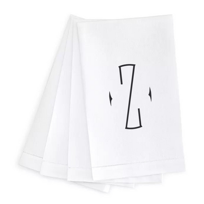 Letter Linen Guest Towel- Set of 4