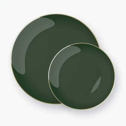 Round Emerald • Gold Plastic Small Plates | 10 Pack