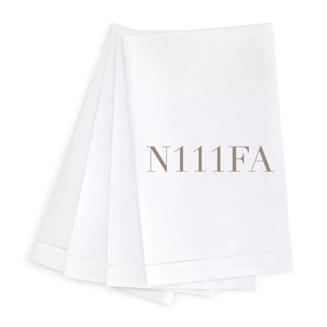 Tail Number Linen Guest Towel- Set of 4