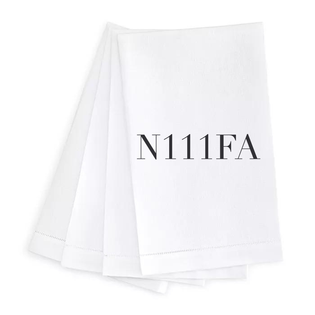 Tail Number Linen Guest Towel- Set of 4