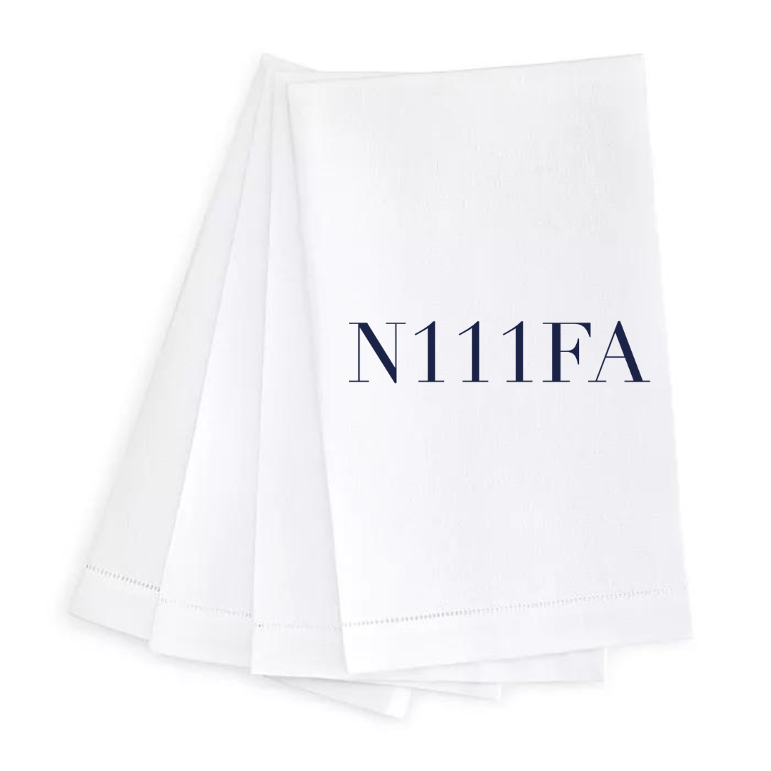 Tail Number Linen Guest Towel- Set of 4