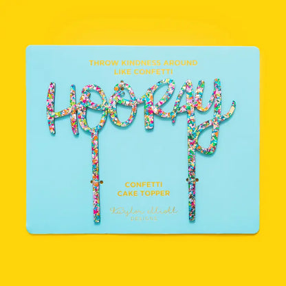 Cake Topper - "Hooray" - Colorful Confetti