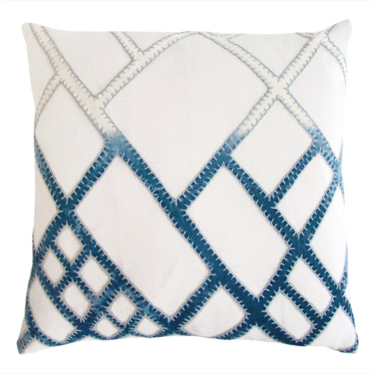 Velvet Appliqué Pillow, Azul