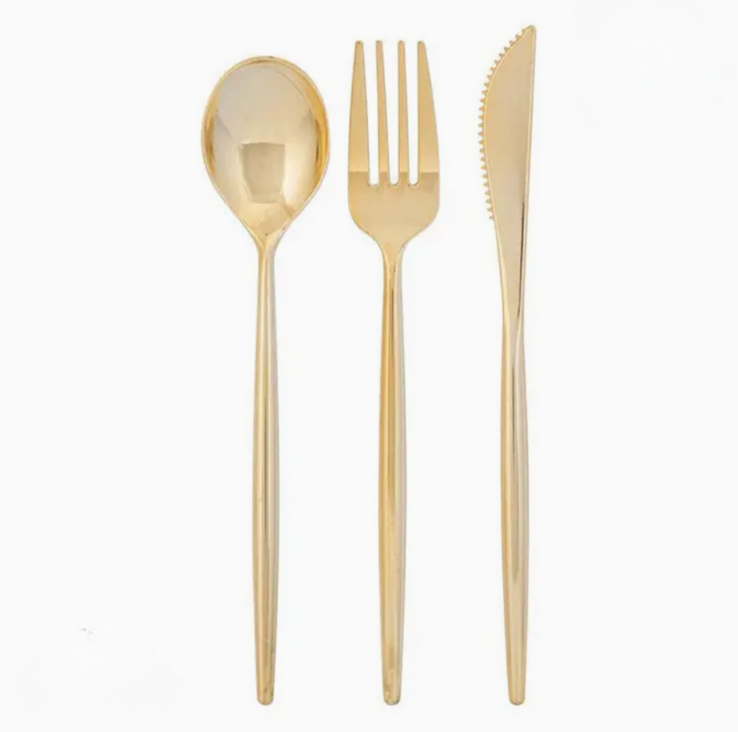 Chic Gold Plastic Cutlery Set | 30 Pieces