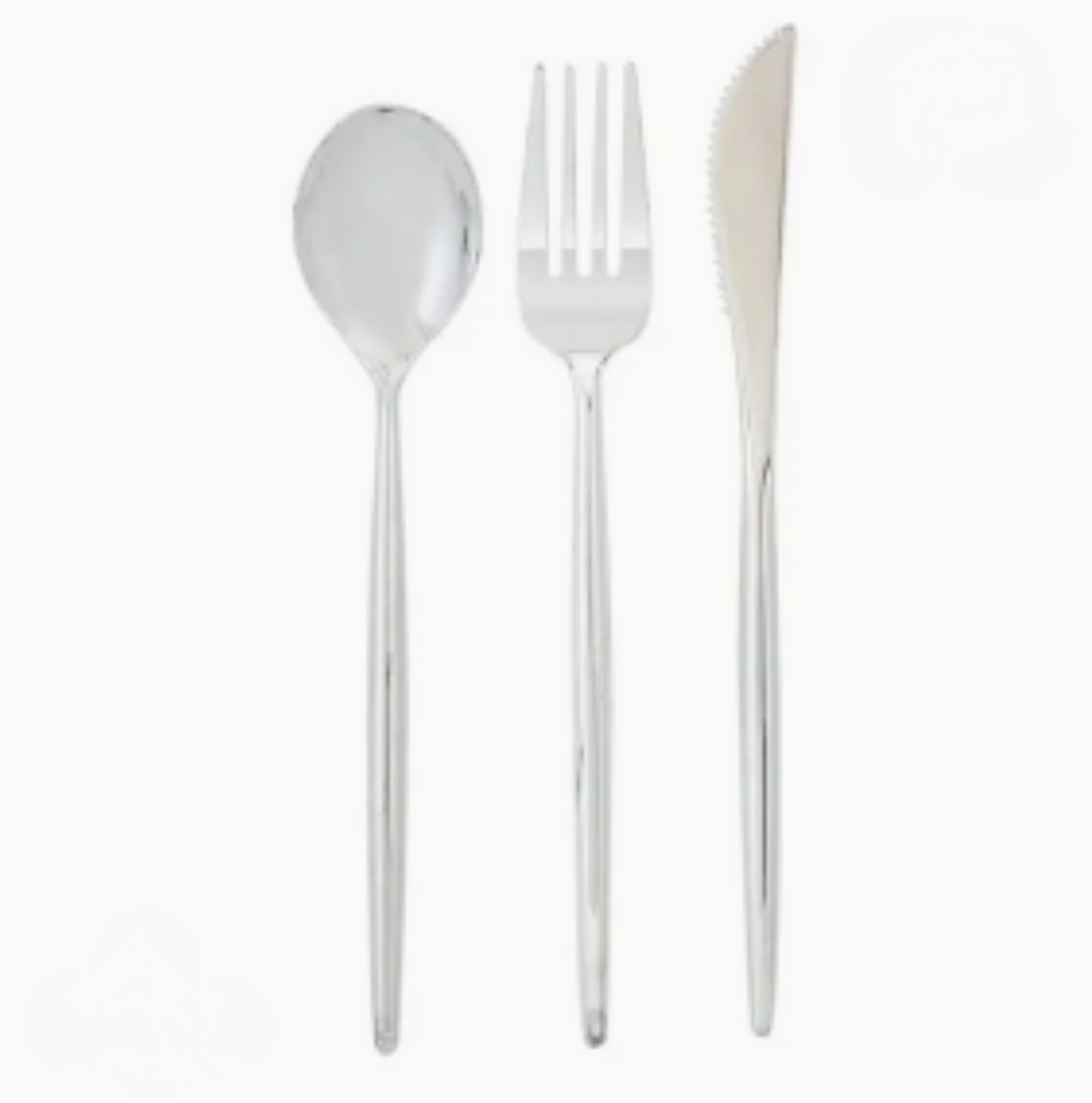 Chic Silver Plastic Cutlery Set | 30 Pieces