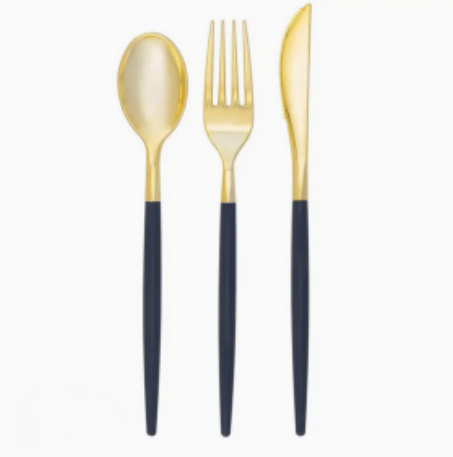 Navy • Gold Plastic Cutlery Set | 32 Pieces