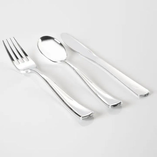 Silver Plastic Cutlery Combo Set | 60 Pieces