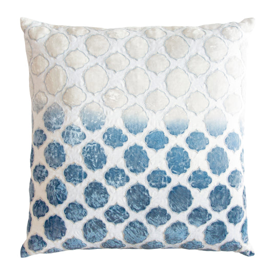 Tile Appliqué Velvet Pillow, Azul